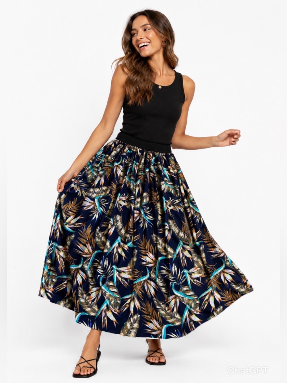 Lightly Pleated Lightweight Maxi Skirt